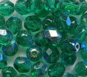 fp1-06-50720X Emerald AB Czech Glass Facet Firepolish 6 mm color 50720-28701