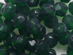 FP1-06-50740 Dark Emerald Czech Glass Facet Firepolish 6 mm