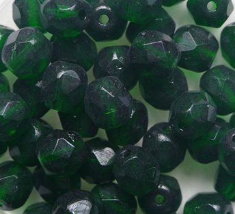 fp1-06-50740 Dark Emerald Czech Glass Facet Firepolish 6 mm color 50740 FP1-06-50740 Dark Emerald Czech Glass Facet Firepolish 6 mm