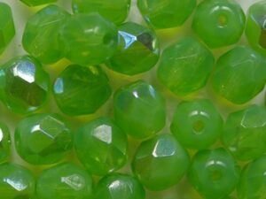 FP1-06-51010X Opal Green AB Czech Glass Facet Firepolish 6 mm 25 stuks
