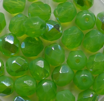 fp1-06-51010X Opal Green AB Czech Glass Facet Firepolish 6 mm color 51010-28701