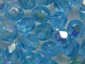 FP1-06-60020X Aquamarine AB Czech Glass Facet Firepolish 6 mm 25 stuks