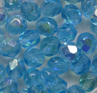 fp1-06-60020-28701 Aquamarine AB Czech Glass Facet Firepolish 6 mm color 60020X