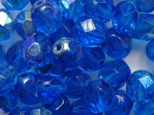 FP1-06-60080X Capri Blue AB Czech Glass Facet Firepolish 6 mm 25 stuks