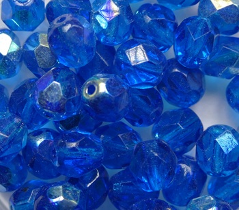 fp1-06-60080X Capri Blue AB Czech Glass Facet Firepolish 6 mm color 60080-28701