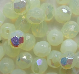 fp1-06-81000X Jonquil Opal AB Czech Glass Facet Firepolish 6 mm color 81000-28701
