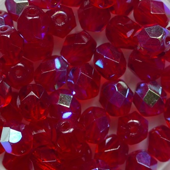 fp1-06-90080-28701 Siam Ruby AB Czech Glass Facet Firepolish 6 mm color 90080X