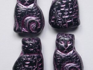 0010558 Jet Fuchsia Washed Cat Beads 4 Pc. - Afbeelding 1