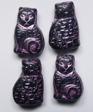 0010558 Jet Fuchsia Washed Cat Beads 17x11 mm color 23980-54321