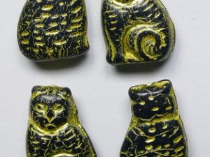 0010559 Jet Yellow Washed Cat Beads 4 Pc. - Afbeelding 1