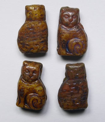 0030383 Brown-Beige-Coral Striped Travertin Cat Beads 17x11 mm color R1741-86800