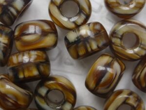 0030393 Milky Caramel Melee Roller Bead 9 mm. 12 Pc.