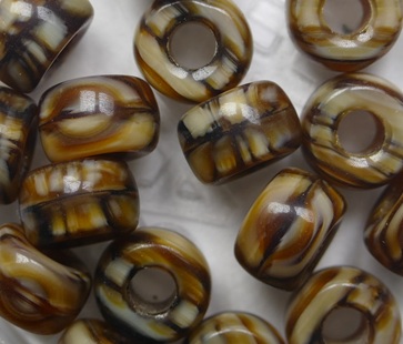 0030393 Milky Caramel Melee Czech Glass Roller Beads 9x6 mm color 16127
