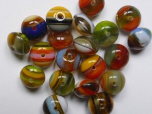 0050373 Mixed Striped Colors Czech Glass Donut 9x6 mm 12 stuks - Afbeelding 1