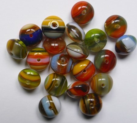 0050373 Mixed Striped Colors Donut Glass beads 9x6 mm color X1352