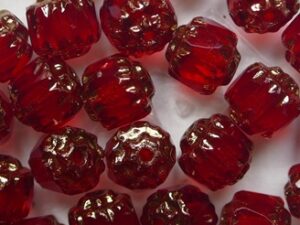 0050374 Light Siam Bronze Facet Cathedral Beads 6 mm. 12 Pc