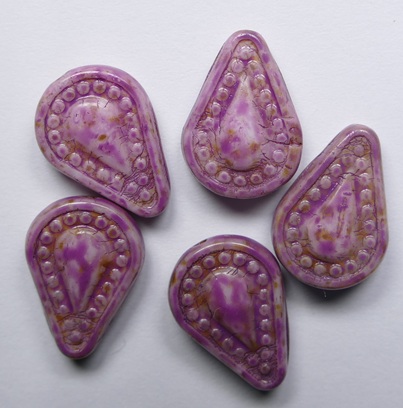 0070507 White Alabaster Travertin Pink Stone Filigree Teardrop Glass bead 14x10 mm color 02010-86800-33306