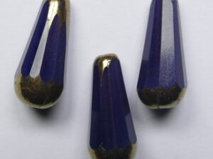 0080740 Violet Opal Gold Bronze Washed Facetted Drop 20x9 mm 3 Pc. - Afbeelding 1