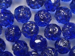 0090529 Sapphire Platinum Facetted Roses Czech Glass Beads 6 mm. 12 Pc.