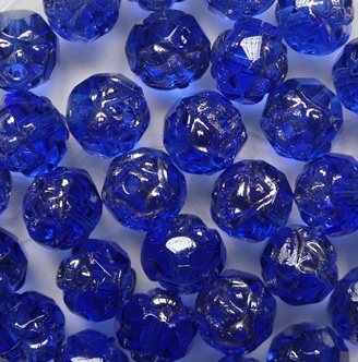 0090529 Sapphire Platinum Facetted Roses Czech Glass Beads 6 mm color 30050-13702