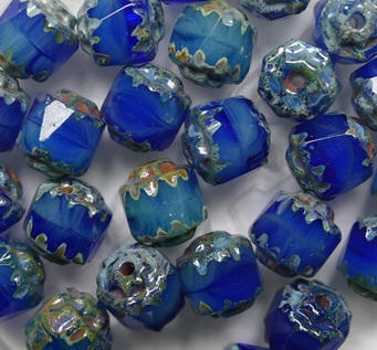 0090530 Blue Melee Travertin Facet Cathedral Beads 6 mm color X2935-86805