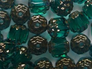 0100650 Emerald Bronze Facet Cathedral Beads 6 mm. 12 Pc