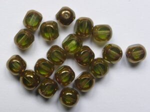0100652 Olivine Bronze 4-cut Czech Glass Beads 6 mm. 20 Pc. - Afbeelding 1