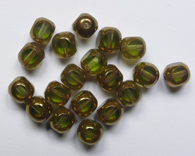 0100652 Olivine Bronze 4-cut Czech Glass Beads 6 mm color 50210-14415