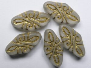0140311 Matte Crystal Gold Washed Arabesque Beads 5 Pc.