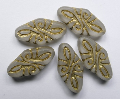 0140311 Matte Crystal Gold Washed Arabesque Beads 19x9 mm color 00030-84100-54302