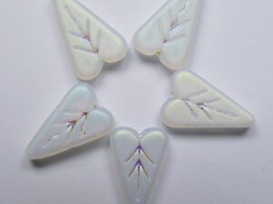 0140312 Matte Crystal Full AB Inlay Heart Leaf Beads 4 Pc.