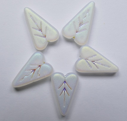 0140312 Matte Crystal Full AB Inlay Heart Leaf Beads, Czech Glass Beads 16x11 mm color 00030-84100-28703