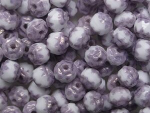 0140313 Chalk White Bronze Facet Cathedral Beads 4 mm. 20 Pc