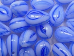 CD-6x9-35000 Opaque Blue Swirl Czech Glass 6x9 mm Drops 40 stuks