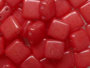 CMT-23B02 Opaque Luscious Red Czech Mates 2 hole Tile 25 Pc.
