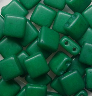 CMT-23B05 Opaque Verdigris Czech Mates 2-hole Tile beads