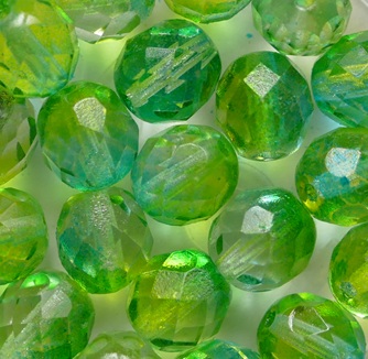 FP1-08-00030-64019 Crystal Yellow Green Coloured Czech Glass Facet Firepolish 8 mm color 00030-64019
