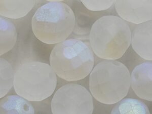 FP1-08-00030MX Matte Crystal AB Czech Glass Facet Firepolish 8 mm 15 stuks