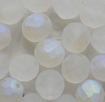 FP1-08-00030MX Matte Crystal AB Czech Glass Facet Firepolish 8 mm color 00030MX