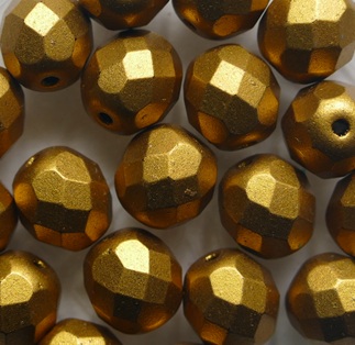 FP1-08-0174KJT Matte Metallic Antique Gold Czech Glass Facet Firepolish 8 mm color 23980-01740