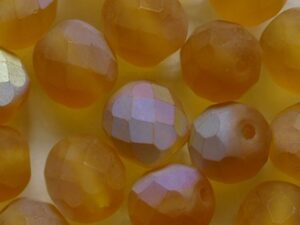 FP1-08-10080MX Matte Dark Topaz AB Czech Glass Facet Firepolish 8 mm 15 stuks