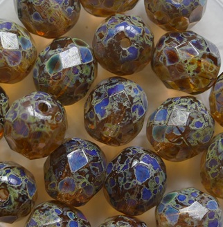 FP1-08-20030-86800 Light Amethyst Travertin Czech Glass Facet Firepolish 8 mm color 20030-86800