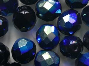 0010416 Zwart AB Czech Glass Facet Firepolish 8 mm 15 stuks