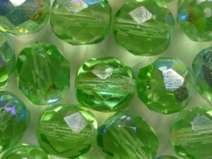 FP1-08-50510X Peridot AB Czech Glass Facet Firepolish 8 mm 15 stuks