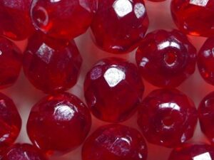 0050267 Siam Red Hematite Czech Glass Facet Firepolish 8 mm 15 stuks