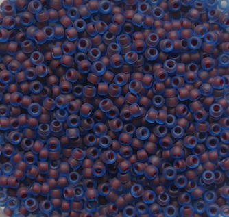 TR-15-0381FM Frosted Inside Color Aqua Oxblood Lined Toho rocailles 15-0 color 381FM