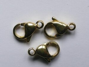 CLSS011G Karabijn slotjes RVS Stainless Steel goudkleurig 11mm. 3 Pc.