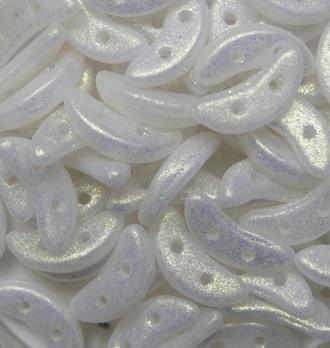 CZM-CR-02010S20C Snow Shimmer CzechMates 2-hole Crescent Beads