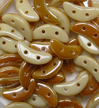 CZM-CR-13060Z Antique Beige Celsian CzechMates 2-hole Crescent Beads