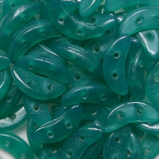 CZM-CR-52060 Malachite Green CzechMates 2-hole Crescent Beads